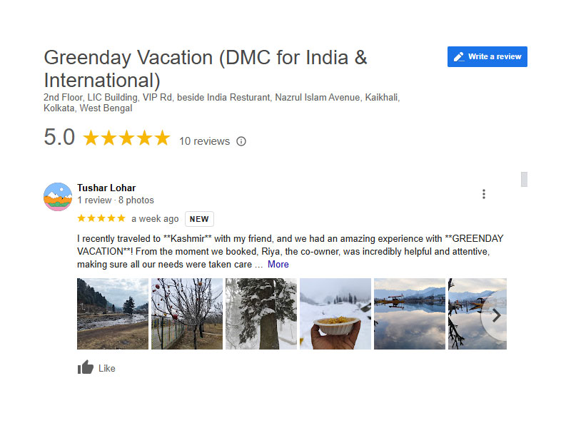 Kashmir package tour from kolkata